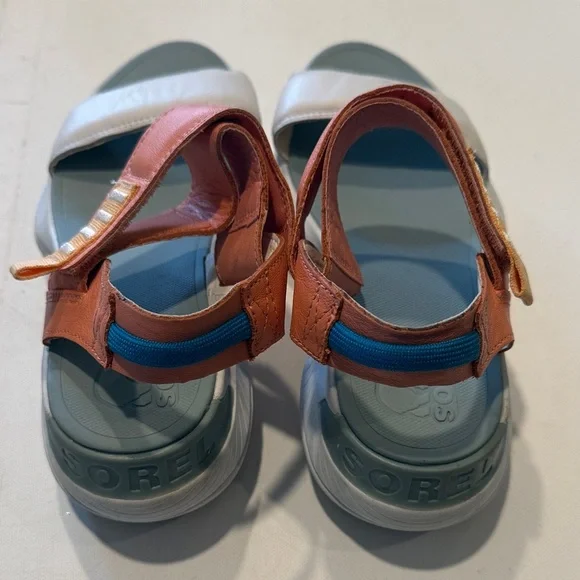 Sorel Orange and White Strappy Sandals - Picture 3 of 5